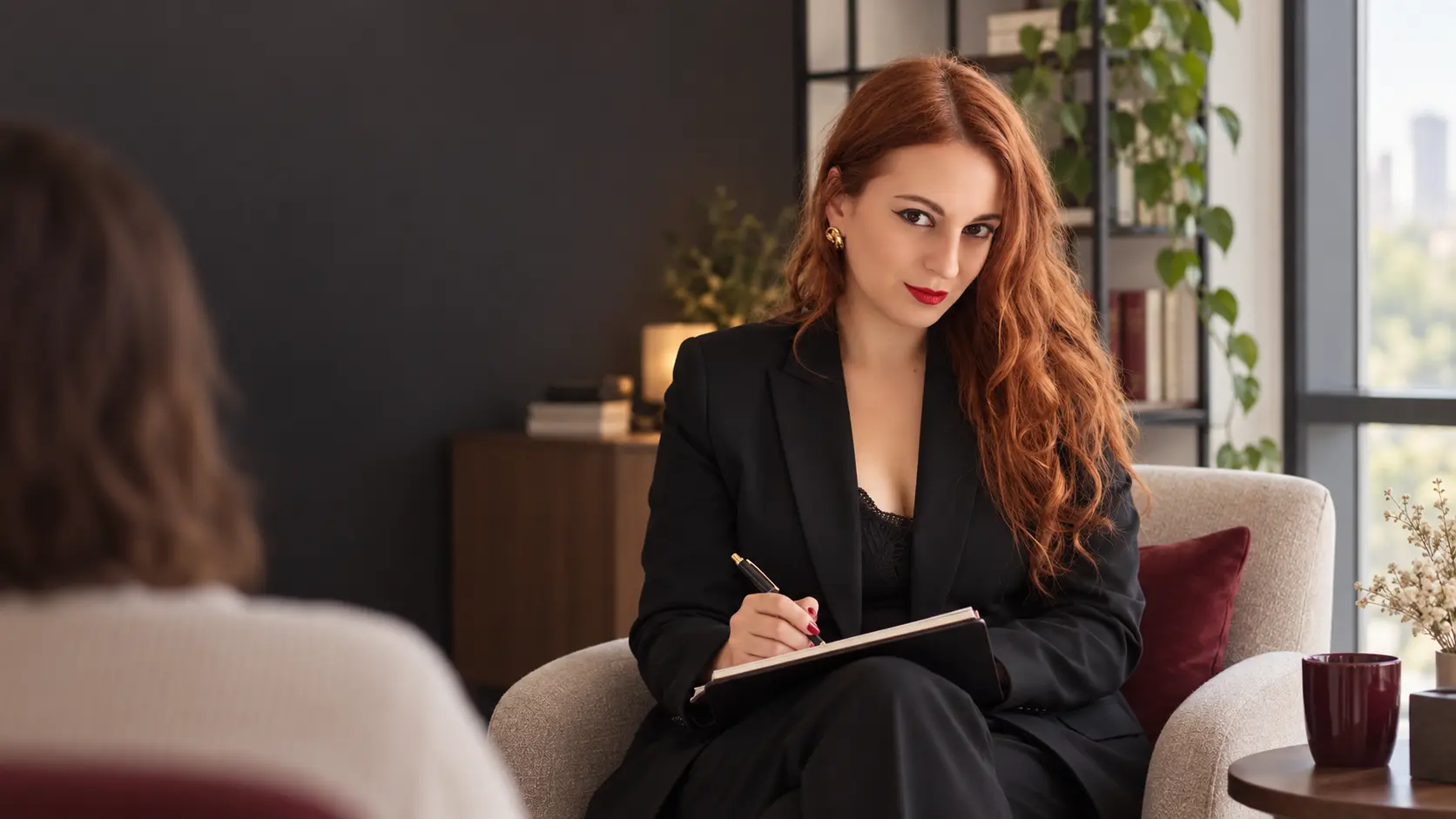 Психологиня Катерина Портненко під час консультації